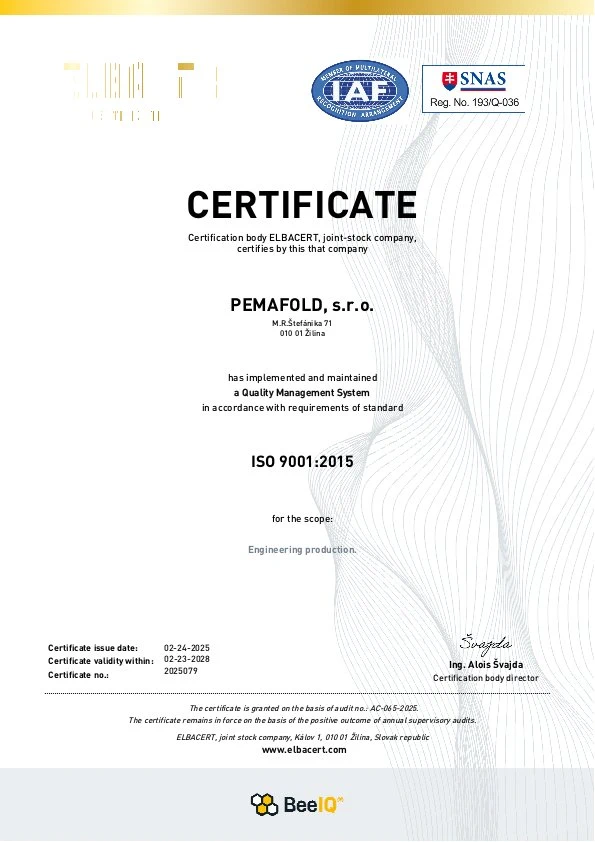 Certificate - ISO 9001:2015